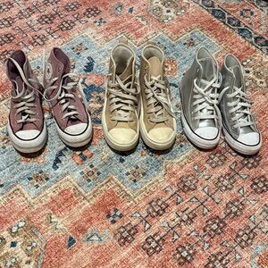 Converse High Top Sneakers - Plum with White Details